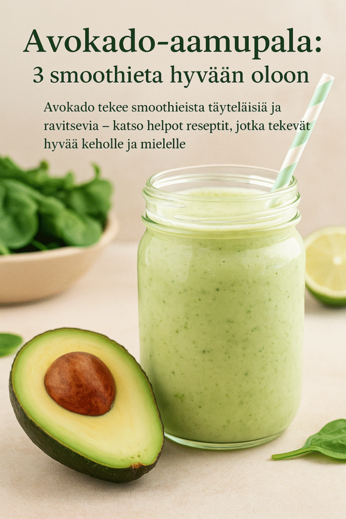 Raikas ja ravitseva avokado-aamupala smoothie valmiina nauttimiseen.
